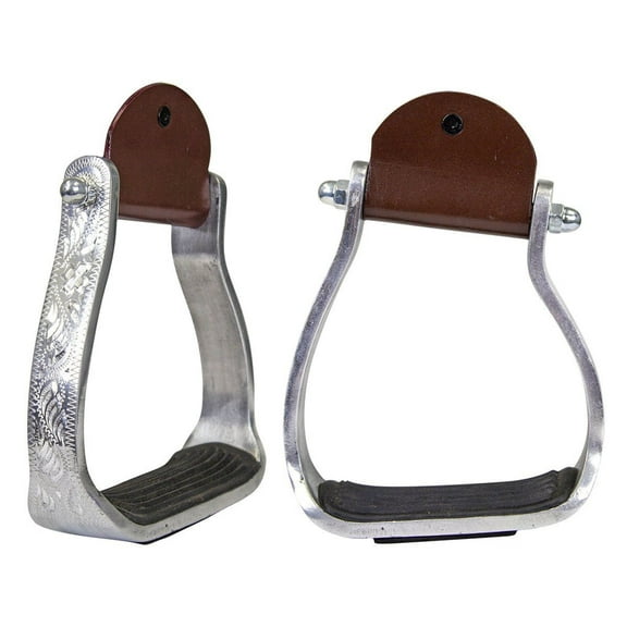 Tahoe Tack Angled Engraved Aluminum Western Stirrups - Adult