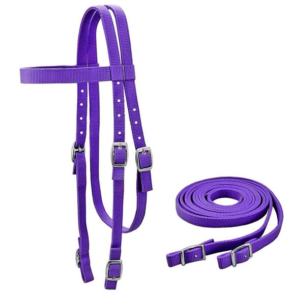 Tahoe Tack Double Layered Nylon Western Headstall with Matching Split Reins