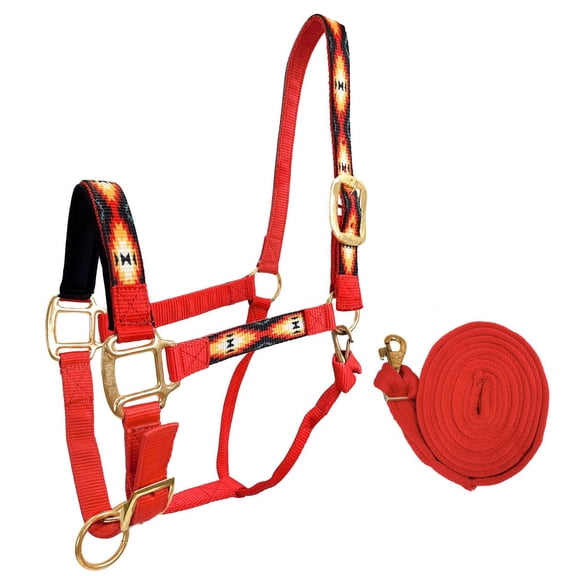 Tahoe Tack Padded Overlay Nylon Adjustable Halters With Matching 10' Lead for Full Horses