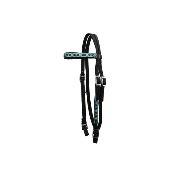 Tahoe Tack Patterned Double Layer Nylon Western Browband Headstalls with Matching Reins for Horses
