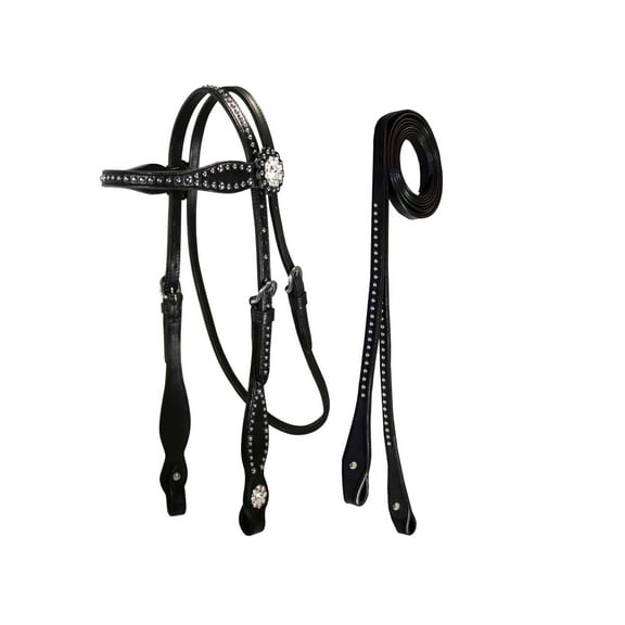 Tahoe Tack Starry Night Show Studded Western Browband Headstall with Matching Reins Full Size - Full Horse