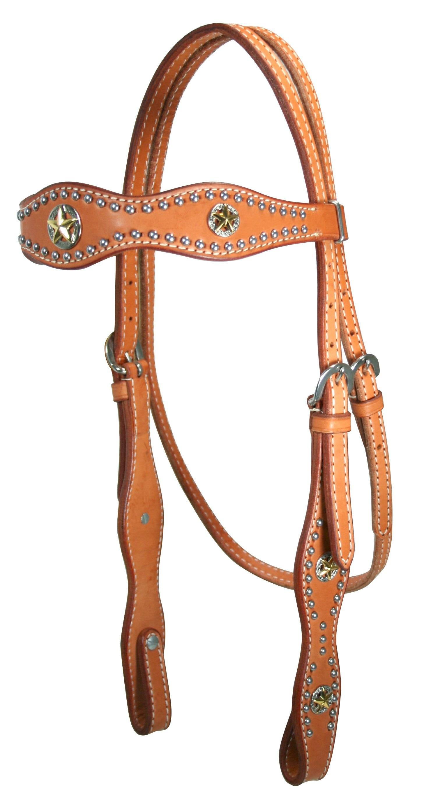 Tahoe Tack USA Leather Caballero Western Browband Headstall with Silver ...
