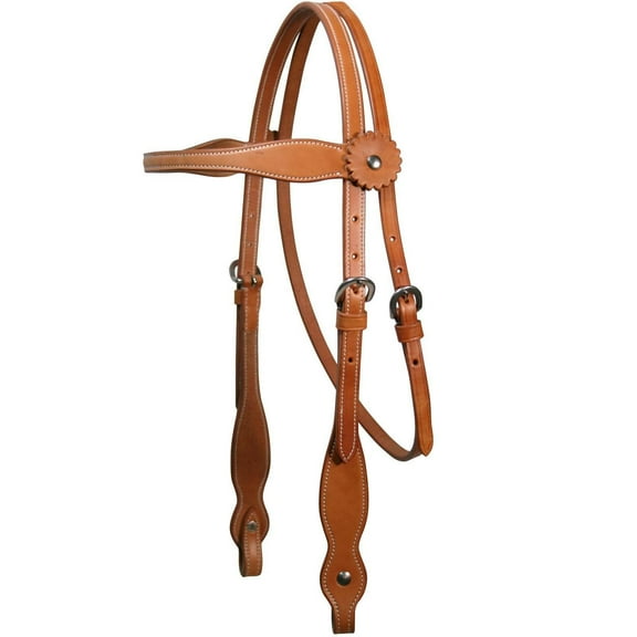 Tahoe Tack USA Leather Country Double Layer Western Browband Headstall - London Tan