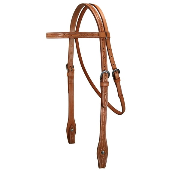 Tahoe Tack USA Leather Leaf Tooled Western Browband Headstall - London Tan