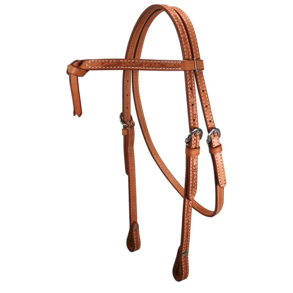 Tahoe Tack USA Leather Leaf Tooled Western Futurity Knot Browband Headstall - London Tan