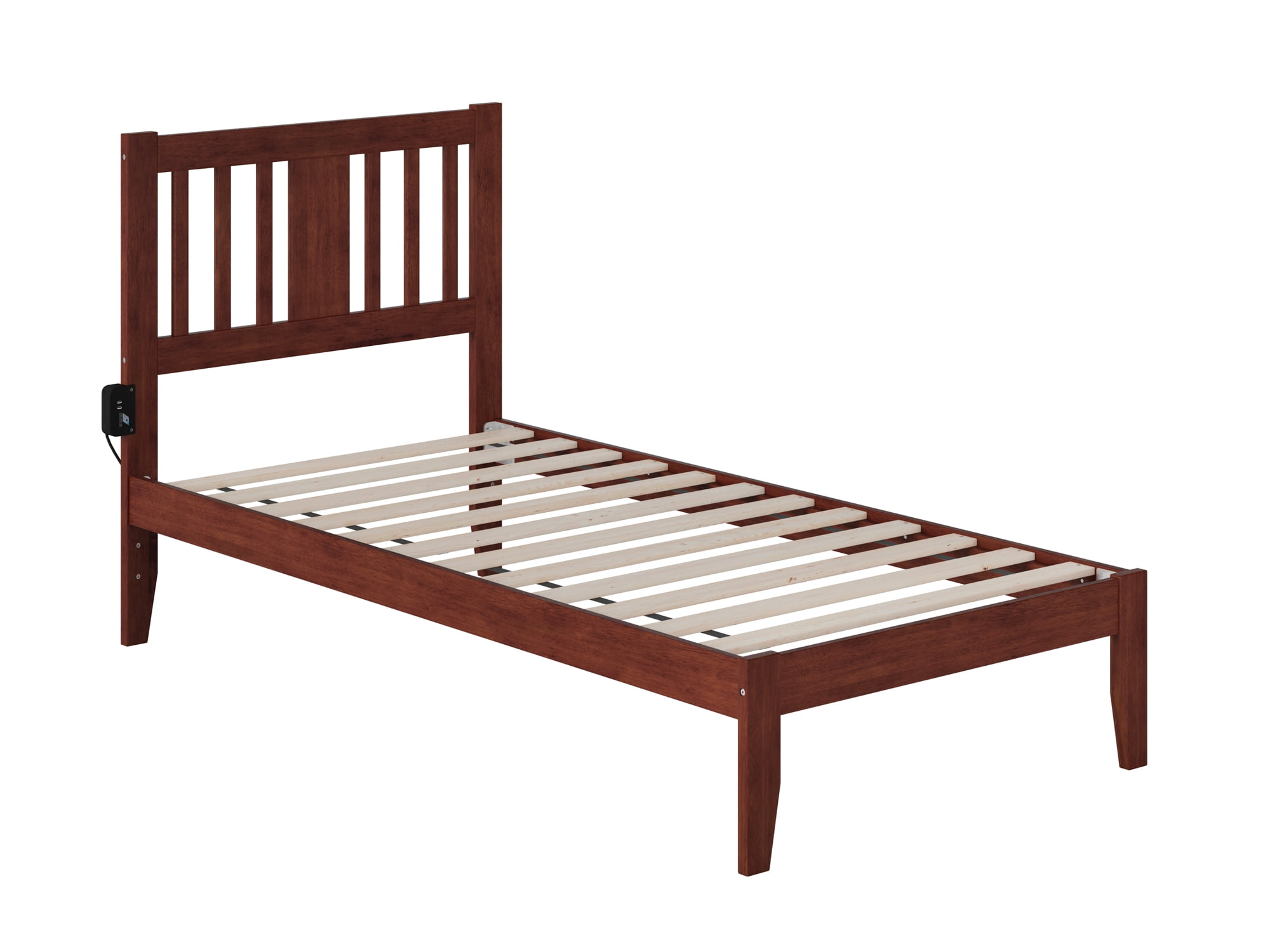 Tahoe Twin Bed with USB Turbo Charger in Walnut