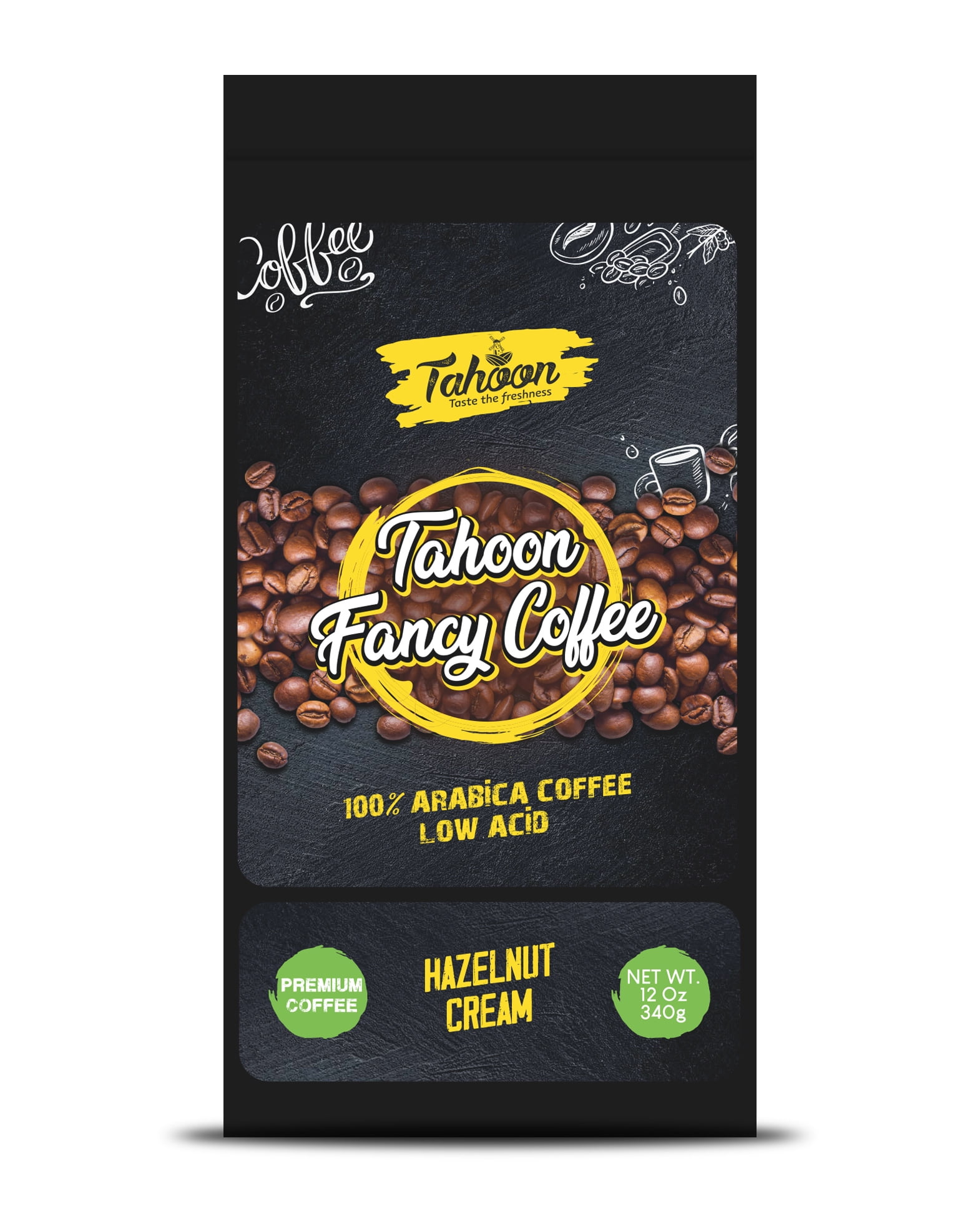 Tahoon – Hazelnut Cream Fancy Coffee 100% Arabica Coffee Whole Beans Medium Roast Low Acid Naturally Caffeinated 12 oz.