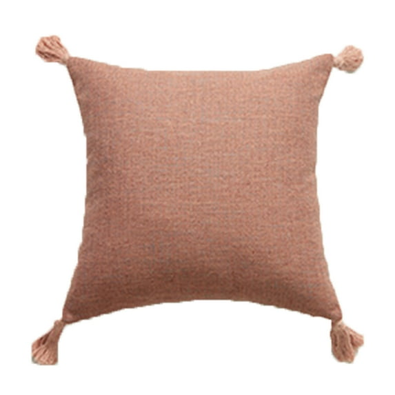 Tahtuvzn 17x17" Linen Pillowcase Home Cushion Plain Tassel Cover, Gifts for Yourself