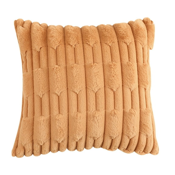 Tahtuvzn 19x19" Soft Sofa Pillowcase Winter Velvet Cushion Case Flannel Pillow Sham Knit Throw Cover, Gifts for Yourself, Brown
