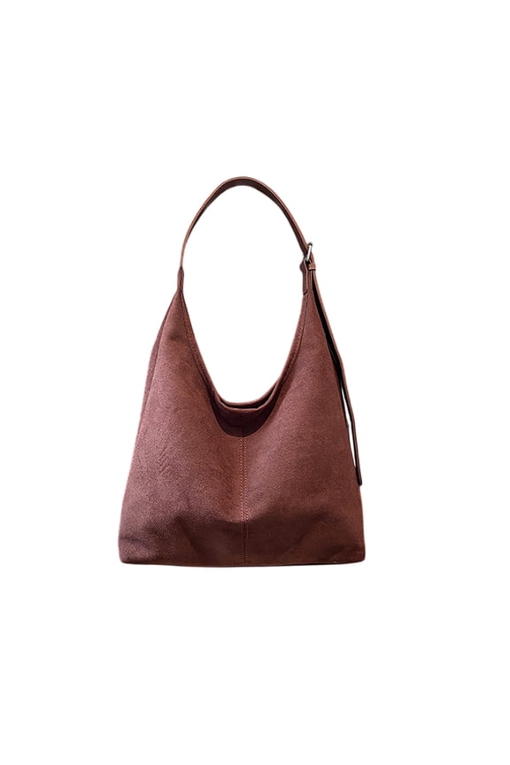 School 1pc 12.6x14.17x4.72" Casual Large Capacity Suede Bag, Artificial leather, Brown, Gifts for Her