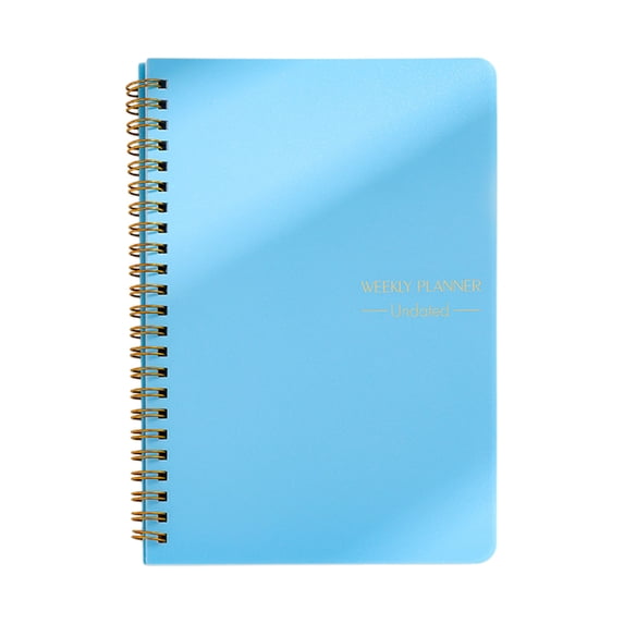 Tahtuvzn School 1pc 8.2x5.9x0.1" Weekly Planner with Lines for Diary Notes and Daily Planning Solid Hardcover Design Elegant Self Filling Schedule A5 Coil Notebook, Paper, Blue, Gifts for Her
