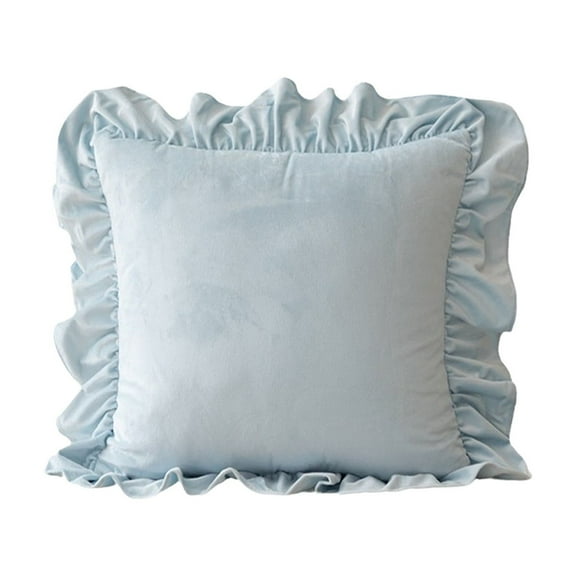 Tahtuvzn 20x20" Holland Velvet Bedside Lace Pillow Back Cushion Soft Filling Suitable for Sofa and Floor Decorative Lumbar Support, Gifts for Her, Blue