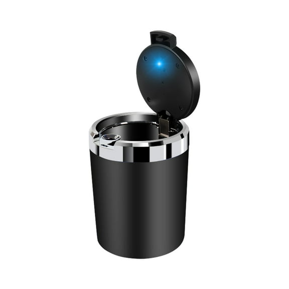 Tahtuvzn School Auto Parts Car Ashtray with Lid Easy to Clean Portable for Mini Trash Can Detachable Stainless Steel Ash Tray LED Blue Light