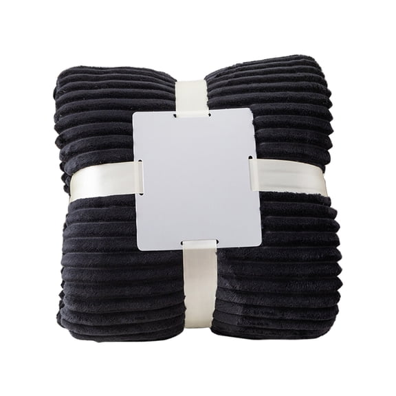 Tahtuvzn Blanket Thickened Double Solid Striped Lamb Flannel Pulled Rug Sofa Cover, Home Decor