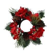 Bwiyojiz Christmas Decor Candle Wreath Pinaster Needle Red Fruit Table Centerpiece Suitable for Tables and Wall Decoration, Gifts for Sister, Green