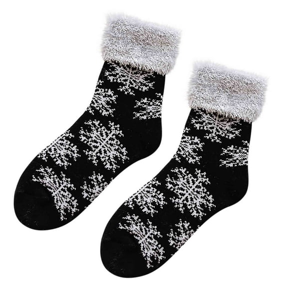 Tahtuvzn Christmas Decor Socks Mid-tube Thickened Fleece Casual Solid Color Home, Gifts for Women