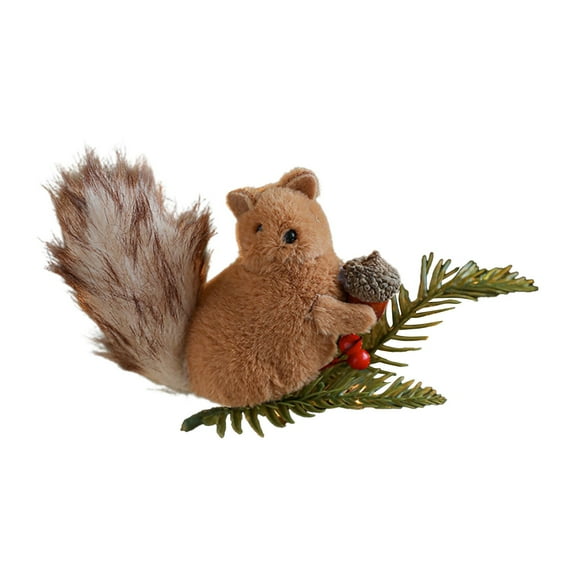 Bwiyojiz Christmas Decor Squirrels Pendant Pinecone Branch Doll Tree Decorations Desktop Ornaments Hanging, Home Gifts, Brown