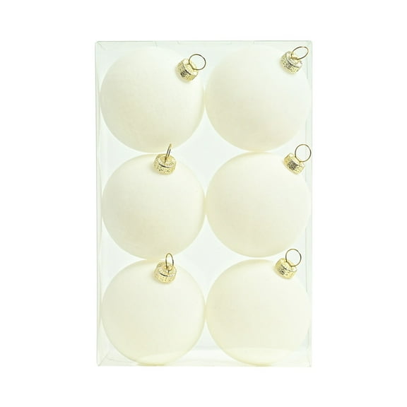 Tahtuvzn School Christmas Decorations Velvet Balls Ornaments 6-Pack 2.36inch for Tree Shower First Birthday Party, Home Gift