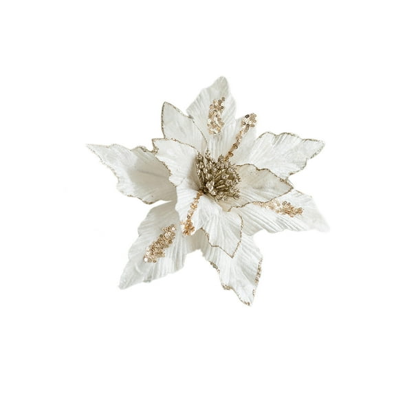 Bwiyojiz Christmas Decorations High Grade Flannel Powder Simulation Flower Tree Decoration Pendant, Gifts for Women, White