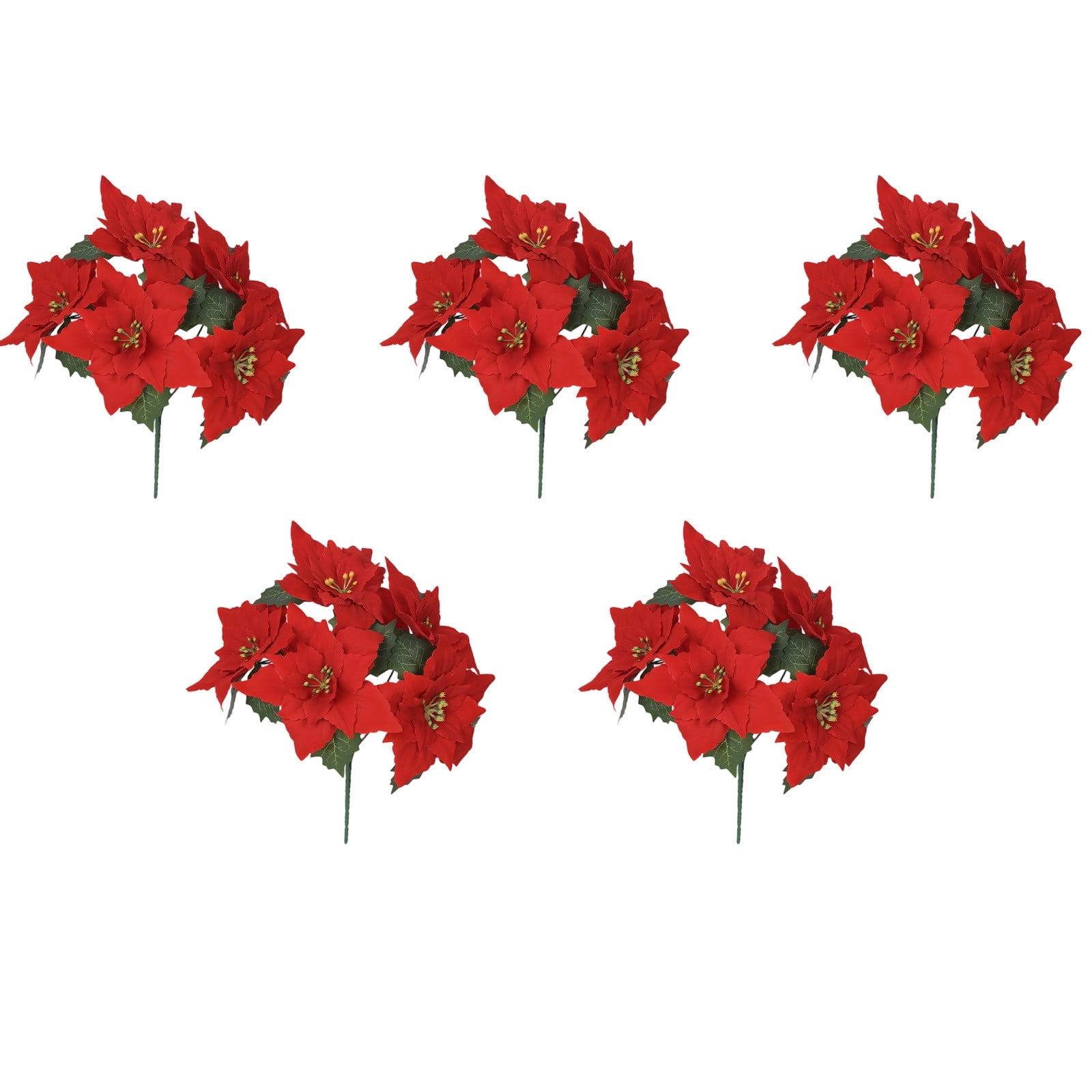 Tahtuvzn Christmas Decorations Home Decor Count 5pcs Decoration Holiday Products Flannel 5-fork Bouquet Simulation Flower Poinsettia Ornament, Gifts for Sister, Red