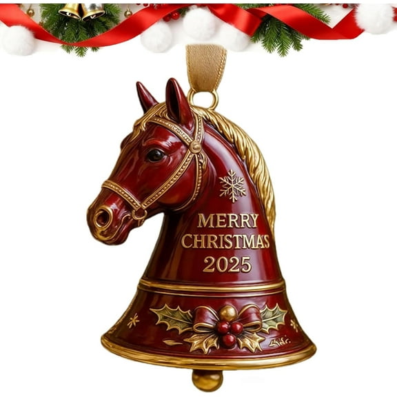 Bwiyojiz Christmas Decorations Home Decor Decoration Supplies Handmade Horse Ornament Merry 2025 Vintage-Inspired Equestrian Keepsake Gift Elegant Head Ornaments Tree Holiday, Christmas Gifts, Red