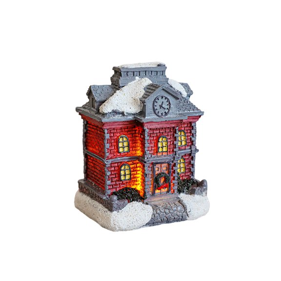 Bwiyojiz Christmas Decorations Winter Village Houses Set LED Lighted DIY Figurines Miniature Resin Ornament Kits Cedar Bare Branch Tree Street Lamp, Home Gifts, Multicolor