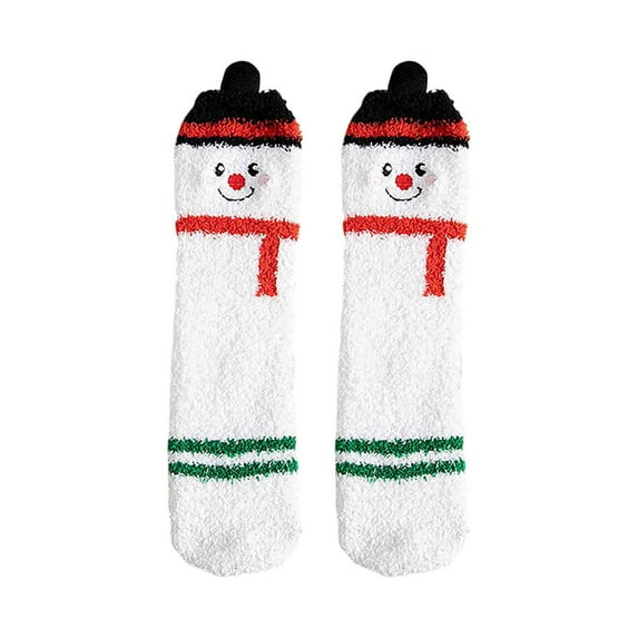 Tahtuvzn School Christmas Stockings Ornaments Socks Mid-tube Thickened Fleece Casual Solid Color Home Socks
