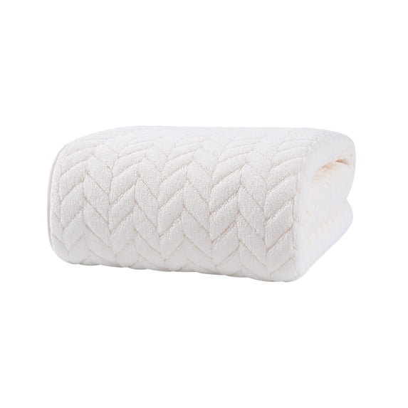Tahtuvzn Home Decor 23x11" Velvet Bath Towel for Adult Daily Use at Home Absorbent Dry Hair That Does Not Beach Strip Patterned, White