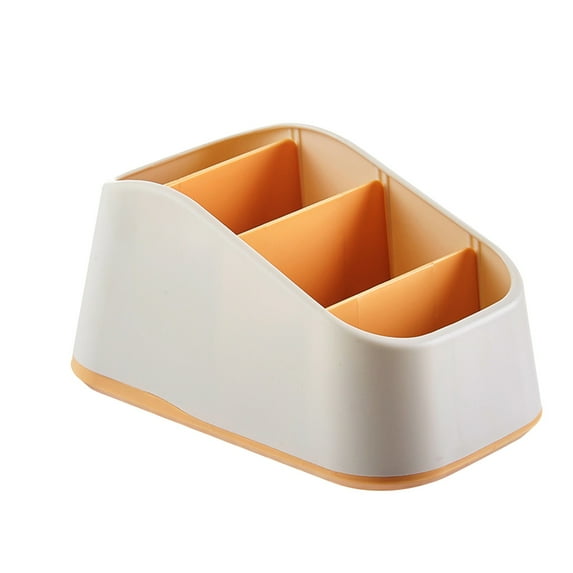 Tahtuvzn Divided Desktop Stationery Storage Box School Supplies, Plastic, Yellow, 6.8x3.9x3.3in