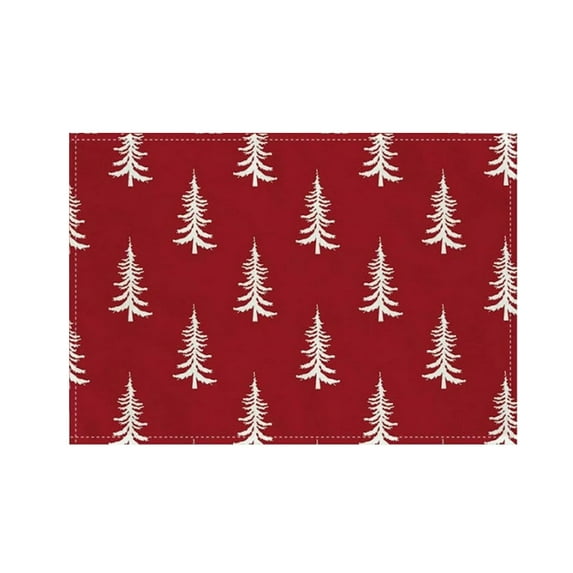 Bwiyojiz Home Decor Christmas Linen Placemat Washable Stain-counteractive Insulation Table Mat Red Print Decoration Holiday, Gifts for Mom, Red