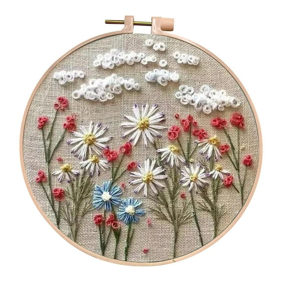 Tahtuvzn School Home Decor Beginner's Embroidery Flower Kit,Beginner Hand 0 Based Diy Material Package