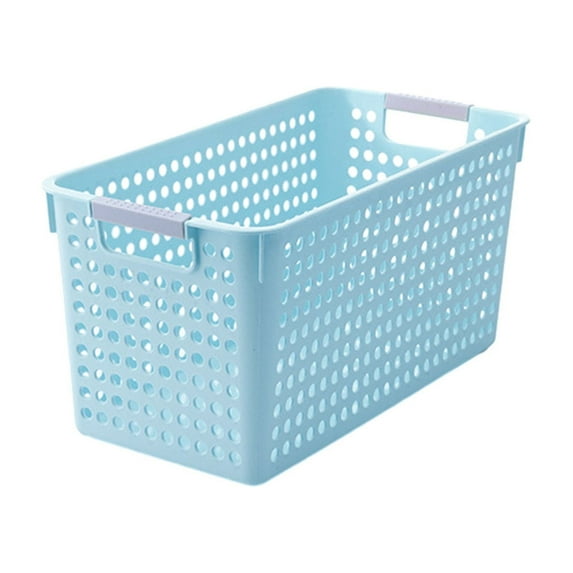 Tahtuvzn School Home Decor Plastic Laundry Basket with Silvery Handle, Collection and Transport Clothing Board Basket, for Families Dorms, Also Organize Toys,13.38x6.49x6.29"