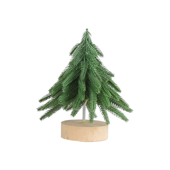 Bwiyojiz Home Decor Small Christmas Tree Mini Pines Bottle Brush Fake with Wooden Base for Tabletop Decoration, Gifts for Sister, Green