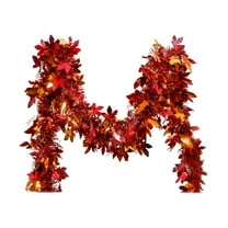 Bwiyojiz Home Decor Thanksgiving Harvests Festival Wreath Garland Decorative Rattan Strips Autumns Decorations Maple Leaf for Fall Party Decoration, Gifts for Family, Red