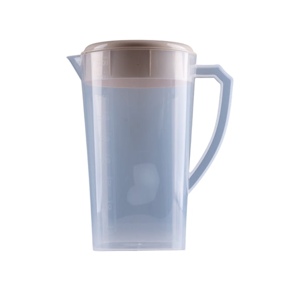 Tahtuvzn Kitchen Storage Organization 8.86x7.48x7.48" Clear Plastic Pitcher with Lid Water for Cold Drinks Iced Tea Lemonade Milk Beverages, Gifts for Family, Beige