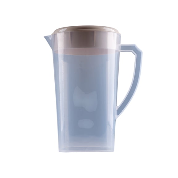 Tahtuvzn Kitchen Storage Organization 9.84x8.27x8.27" Clear Plastic Pitcher with Lid Water for Cold Drinks Iced Tea Lemonade Milk Beverages, Gifts for Mom, Beige