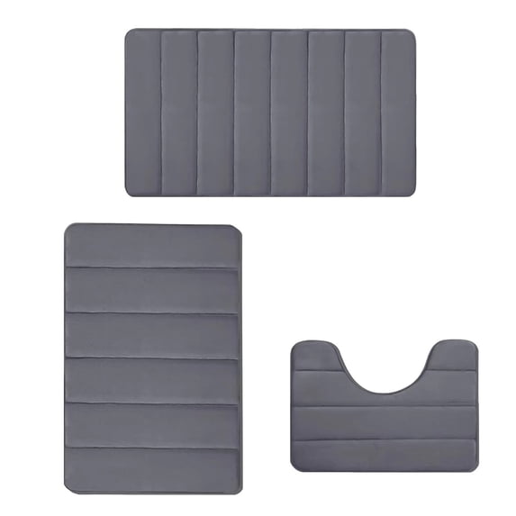 Tahtuvzn School Living Room Rugs Foam Bath Mat Set Bathroom for 3pcs Toilet Mats Soft Comfortable Water Absorption NonSlip ThickMachine WashableEasier to Dry Dark, Mother's Day Gift
