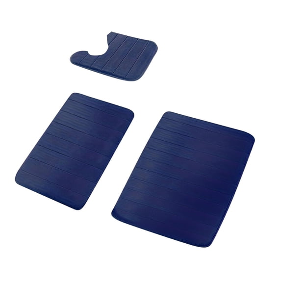 Tahtuvzn Rugs Toilet and Bathroom Three Piece Set Household Slip Foot Mat Solid Color Quilted Absorbent Carpet Mat, Home Decor