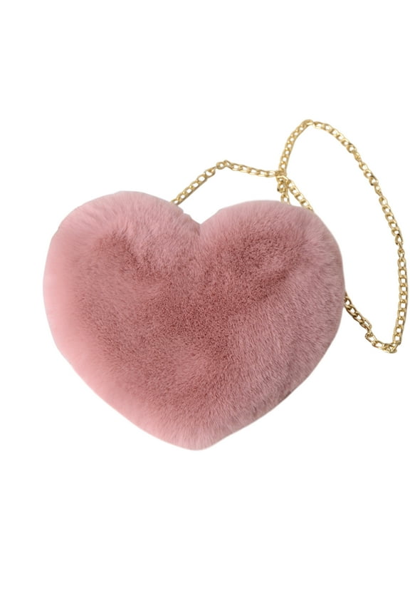 School Storage and Organization 1pc Fashion Heart Shaped Crossbody Bag for Women Cute Chain Shoulder Handbag with Zip Closure Soft Faux Coin Purse Cotton Lined Synthetic Material