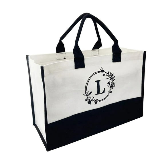 Tahtuvzn Storage & Organization Women's Fashion Canvas Handbag Cotton Letter Beach Bag European and Shopping Home Decor, Gifts for Family