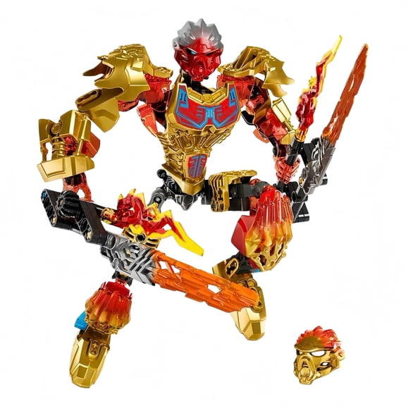 Tahu Uniter of Fire Building Kit, Poseable Warrior Action Figure, Collectible Building Blocks Model