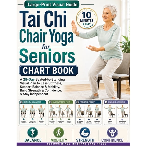Tai Chi Chair Yoga for Seniors Chart Book: A 28-Day Seated-to-Standing Visual Plan to Ease Stiffness, Support Balance & , (Paperback)