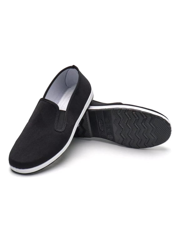 Tai Chi Chinese Traditional Canvas Kung Fu Martial Arts Old Beijing Shoes Black Rubber Sole Unisex Size Men 10/Women 11