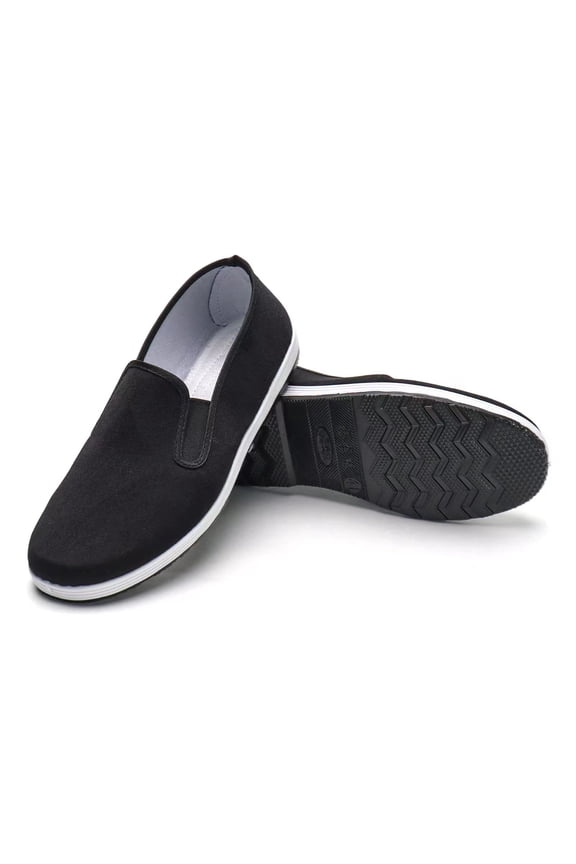 Tai Chi Chinese Traditional Canvas Kung Fu Martial Arts Old Beijing Shoes Black Rubber Sole Unisex Size Men 11.5/Women 12.5