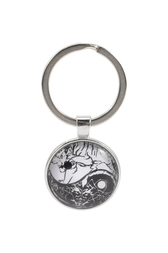 Masteelf Yin Yang Keychain Made of Alloy Silver Color Great for Decoration and Gifts 3 5 Inches