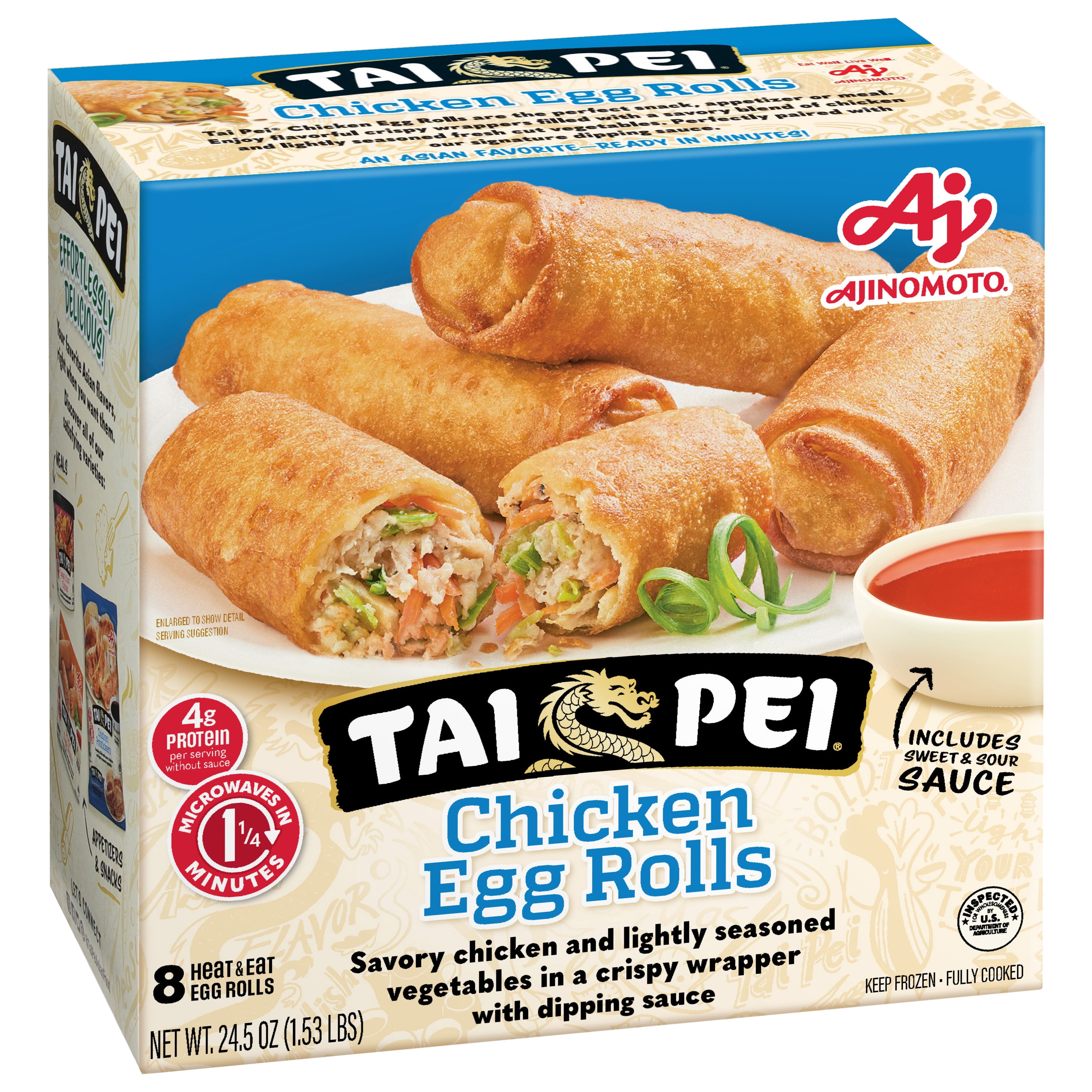 Tai Pei Chicken Egg Rolls, Frozen Asian Appetizers, 24.5 oz