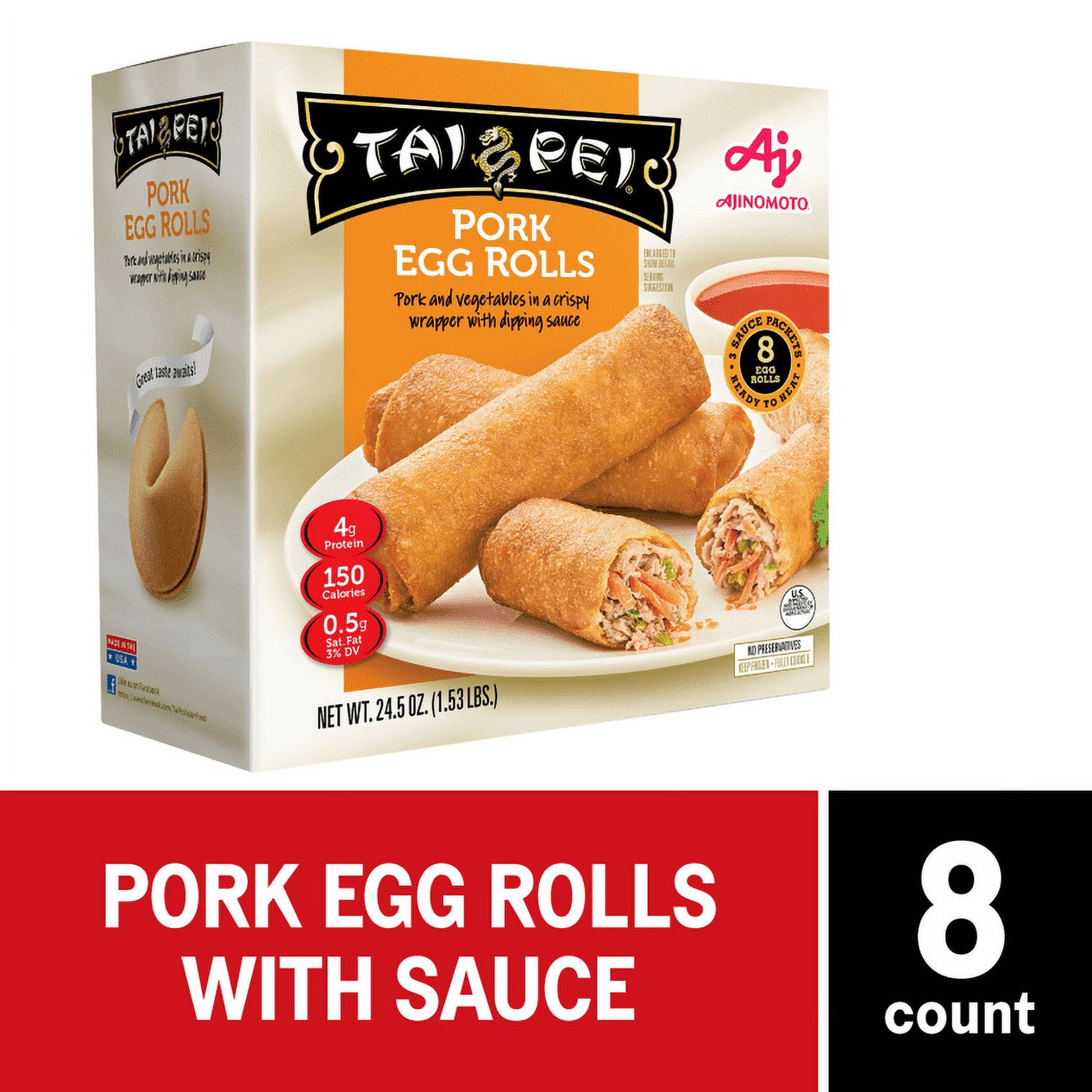 Tai Pei Pork Egg Rolls, Frozen Asian Appetizers, 24.5 oz