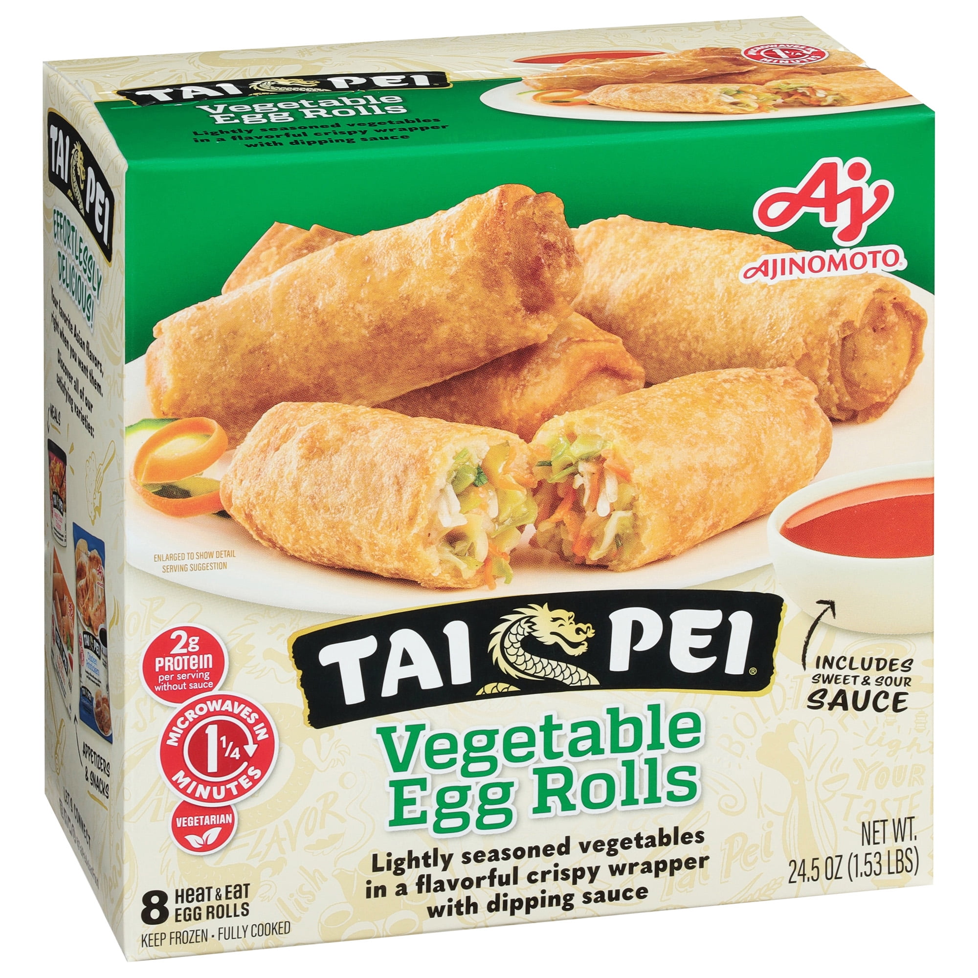 Tai Pei Chinese Veggie Egg Rolls with Dipping Sauce, Frozen Asian ...