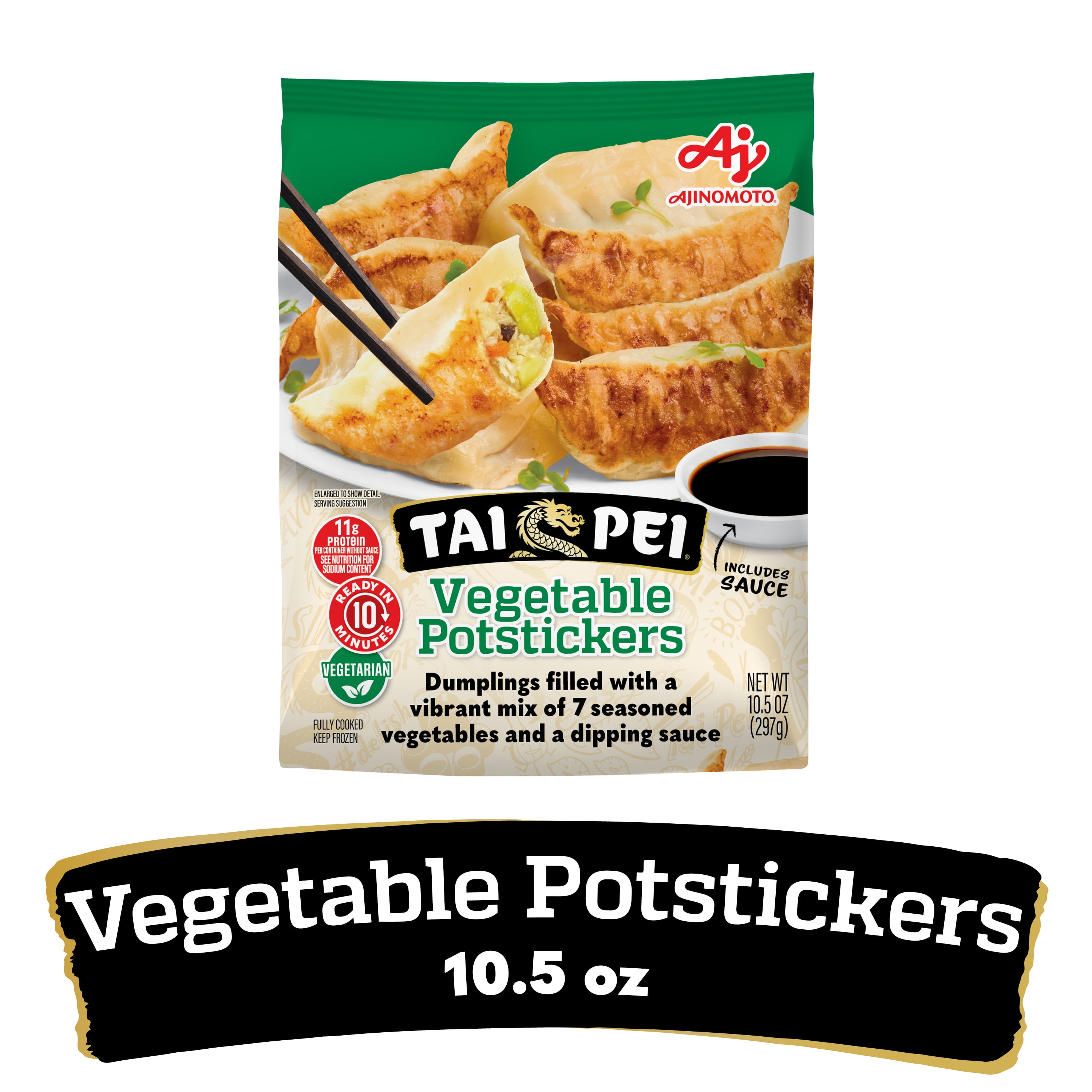 Tai Pei Vegetable Potstickers, Frozen Asian Appetizers, 10.5 oz