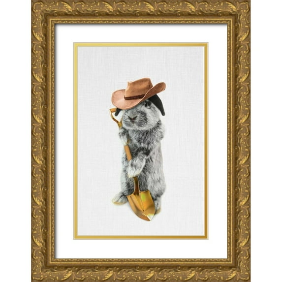 Tai Prints 11x14 Gold Ornate Wood Framed with Double Matting Museum Art Print Titled - Rabbit Farmer